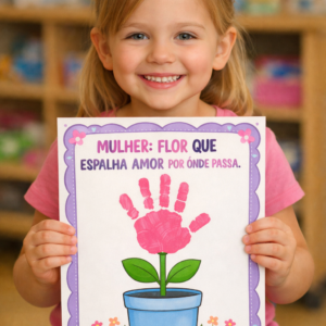🌷 Atividade Dia da Mulher – Flor com Carimbo da Mão